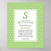 Poster Green Polka Dot Name Blessing Nursery (Devant)