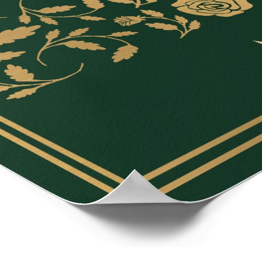 Poster Green Royal Médieval Gold Sword Mariage Bienvenue (Coin)