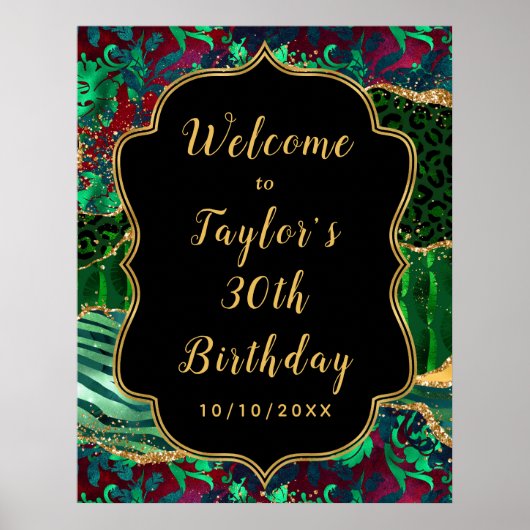 Poster Green Safari Agate Anniversaire Bienvenue (Devant)