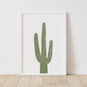 Poster Green Saguaro Cactus Southwestern Nursery Decor