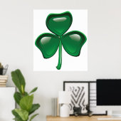 Poster Green Shamrock Three-Leaf Clover (Bureau à domicile)