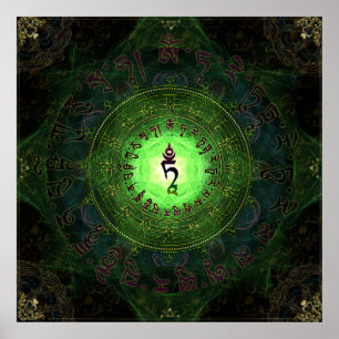 Poster Green Tara Mantra- Protection contre les dangers e