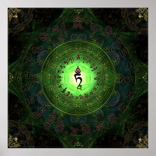 Poster Green Tara Mantra- Protection contre les dangers e (Devant)