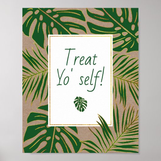 Poster Green tropical feuille mariage Traitez-vous signe (Devant)