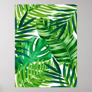 Poster Green Tropical Leaves 