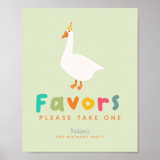 Poster Green Two Silly Goose 2nd Birthday Favor Sign (Devant)