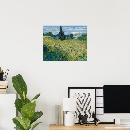 Poster Green Wheat Field with Cypress 1889 par Vincent va (Bureau à domicile)