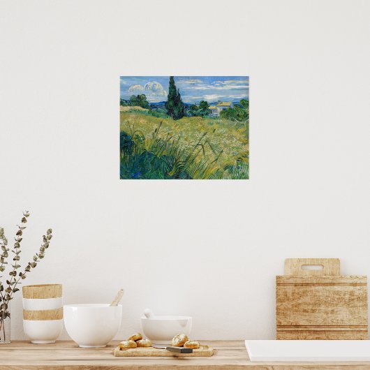 Poster Green Wheat Field with Cypress 1889 par Vincent va (Cuisine)