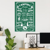 Poster Green White Camping Rules (Bureau à domicile)