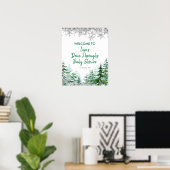 Poster Green Winter Forest Drive par Baby shower (Bureau à domicile)