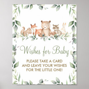 Poster Green Woodland Animaux de souhaits pour bébé Jeu d