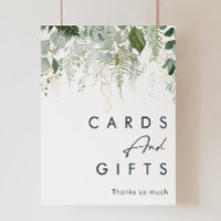 Greenery and Gold Leaf Cards and Gifts Sign