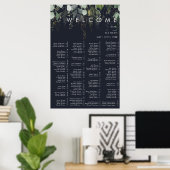 Poster Greenery and Gold Leaf | Dark Navy Alphabetical (Bureau à domicile)