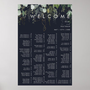 Poster Greenery and Gold Leaf   Dark Navy Alphabetical