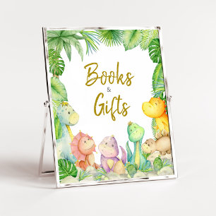 Poster Greenery Boy Dinosaur Baby showers Livres et cadea