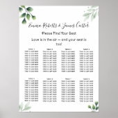 Poster Greenery Elegant Wedding Seating Chart (Devant)