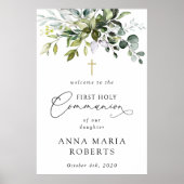 Poster Greenery, Eucalyptus, First Holy Communion Welcome (Devant)