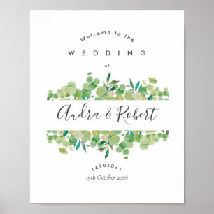 Poster Greenery Eucalyptus Garland Wedding Welcome Sign