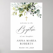 Poster Greenery, Eucalyptus Leaves, Boho, Baptism Welcome (Devant)