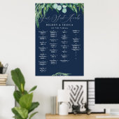 POSTER GREENERY EUCALYPTUS NAVY SEATING CHART, ALPHA (Bureau à domicile)