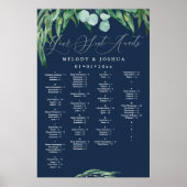 POSTER GREENERY EUCALYPTUS NAVY SEATING CHART, ALPHA (Devant)