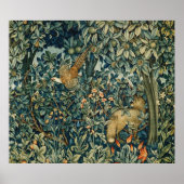 Poster GREENERY, FOREST ANIMALS Pheasant, Fox, Green Flor (Devant)