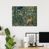 Poster GREENERY, FOREST ANIMALS Pheasant, Fox, Green Flor (Bureau à domicile)