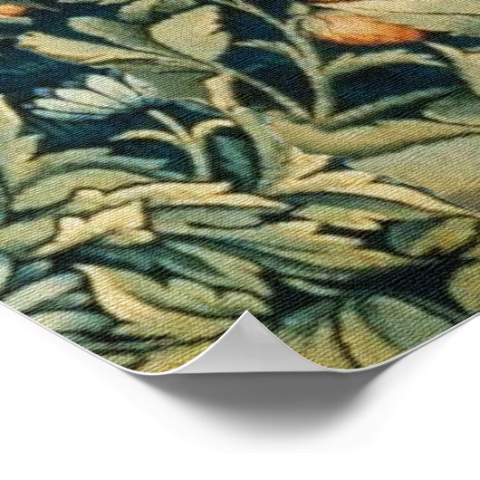 Poster GREENERY, FOREST ANIMALS Pheasant, Fox, Green Flor (Coin)