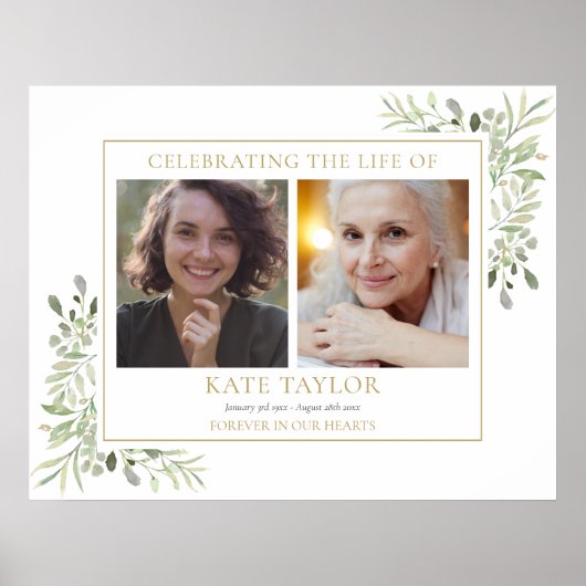 Poster Greenery Funeral Celebration Of Life 2 Photo (Devant)