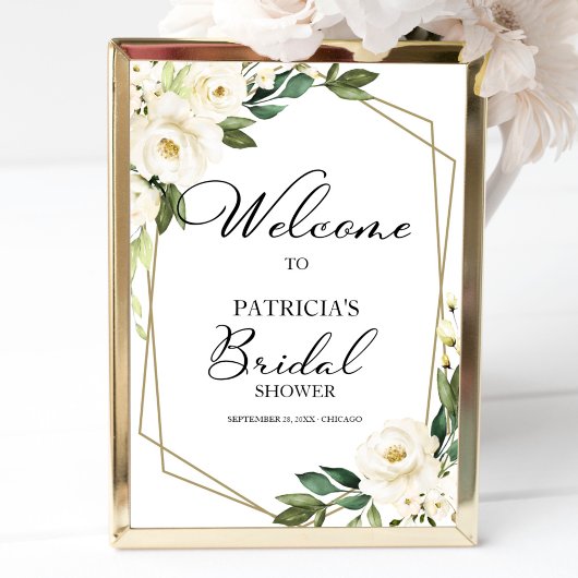 Poster Greenery Geometric Bridal Shower Welcome