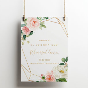 Poster Greenery & Gold Geometric Rehearsal dinner Welcome