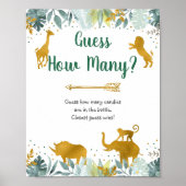 Poster Greenery Gold Safari Devine Combien De Jeu Signe (Devant)