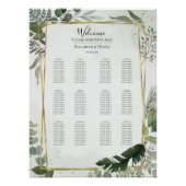 Poster Greenery gold watercolour wedding seating chart (Devant)