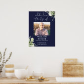Poster Greenery Navy Blue Celebration Of Life Photo (Cuisine)