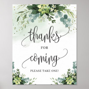 Poster Greenery succulent boho thanks for coming sign