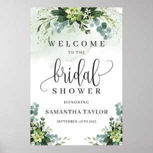 Poster Greenery succulent bridal shower welcome sign