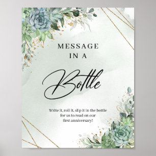 Poster Greenery succulents gold Message in a Bottle Sign