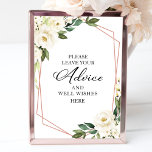 Poster Greenery White Flowers Advice And Well Wishes Sign<br><div class="desc">Greenery White Flowers Advice And Well Wishes Sign</div>