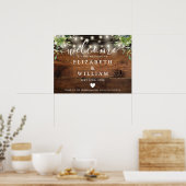 Poster Greenery Wood String Lights Wedding Welcome Sign (Cuisine)