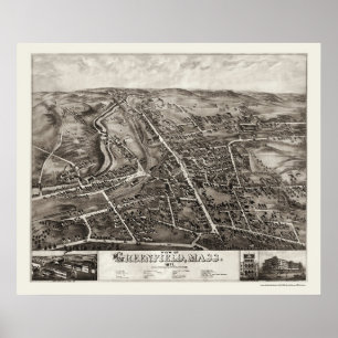 Poster Greenfield, carte panoramique de mA - 1877