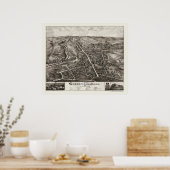 Poster Greenfield, MA Carte panoramique - 1877 (Cuisine)