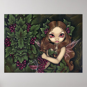 Poster Greenman blanc de fée de vin d'IMPRESSION d'ART