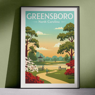 Poster Greensboro Caroline du Nord vintage