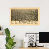 Poster Greensboro, NC Carte panoramique - 1891 (Bureau à domicile)