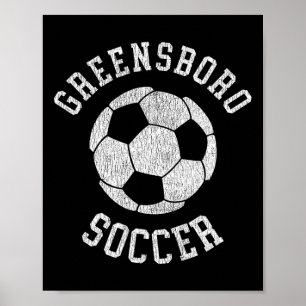 Poster Greensboro Soccer Rétro Détresse 90's Vintage