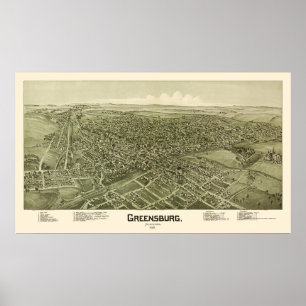 Poster Greensburg, carte panoramique de PA - 1901