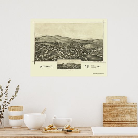 Poster Greenville, NH Panoramic Map - 1886 (Cuisine)