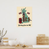 Poster Greetings from the UK British Landmarks Travel (Cuisine)