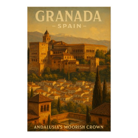 Poster Grenade, Espagne — Andalousie. (Devant)