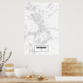 Poster Grenade, Espagne (noir sur blanc) (Cuisine)
